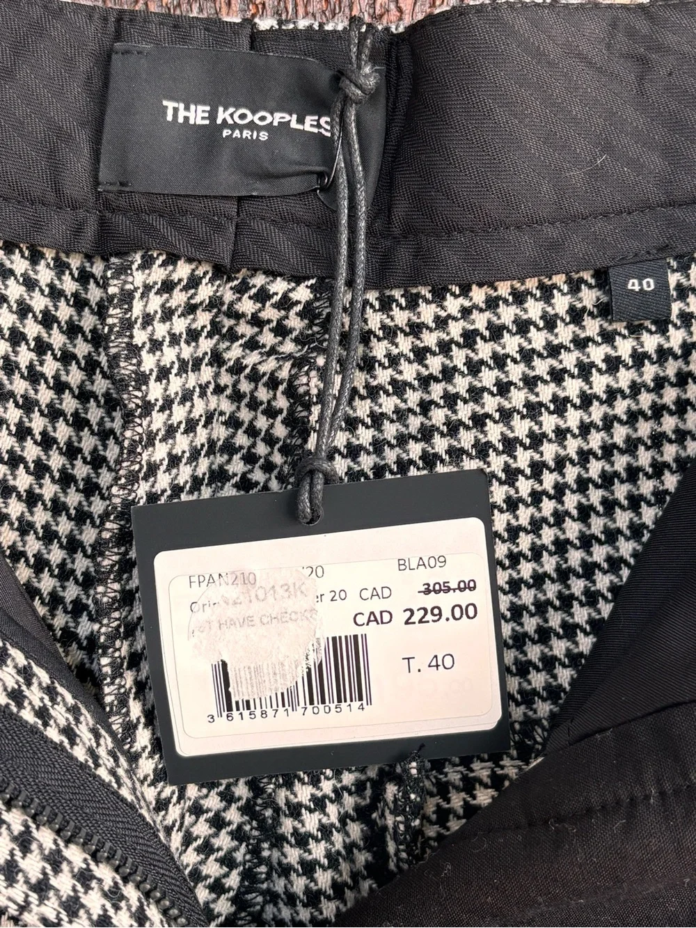 THE KOOPLES French Luxury Paris Houndstooth Chain Detail Trousers — NWT - Picture 13 of 16